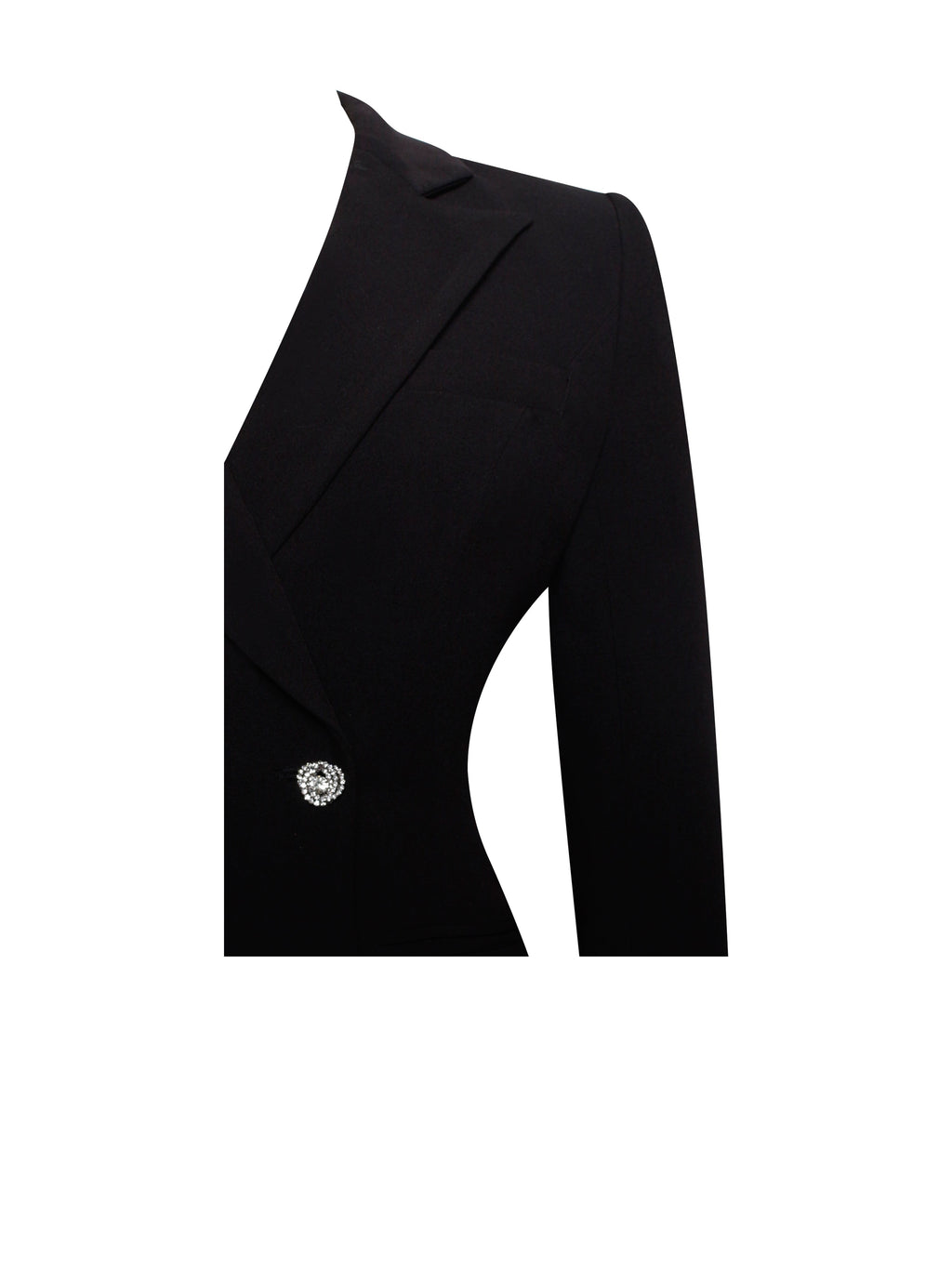 Quilla Black Feather Crystal Graceful Sleeve Backless Blazer Dress Dresses