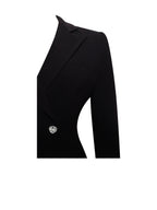 Quilla Black Feather Crystal Graceful Sleeve Backless Blazer Dress Dresses