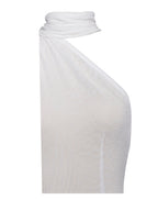 Olena White Burnout Velvet Animal Trendy Print Mesh Halter Neck Maxi Dress Dresses