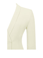 Madeline Pearl White Charming Feather Trim Blazer Dress