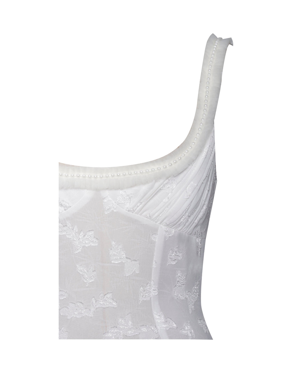 Ulissa White Square Neck Jacquard Trendy Textured High Slit Maxi Dress Dresses