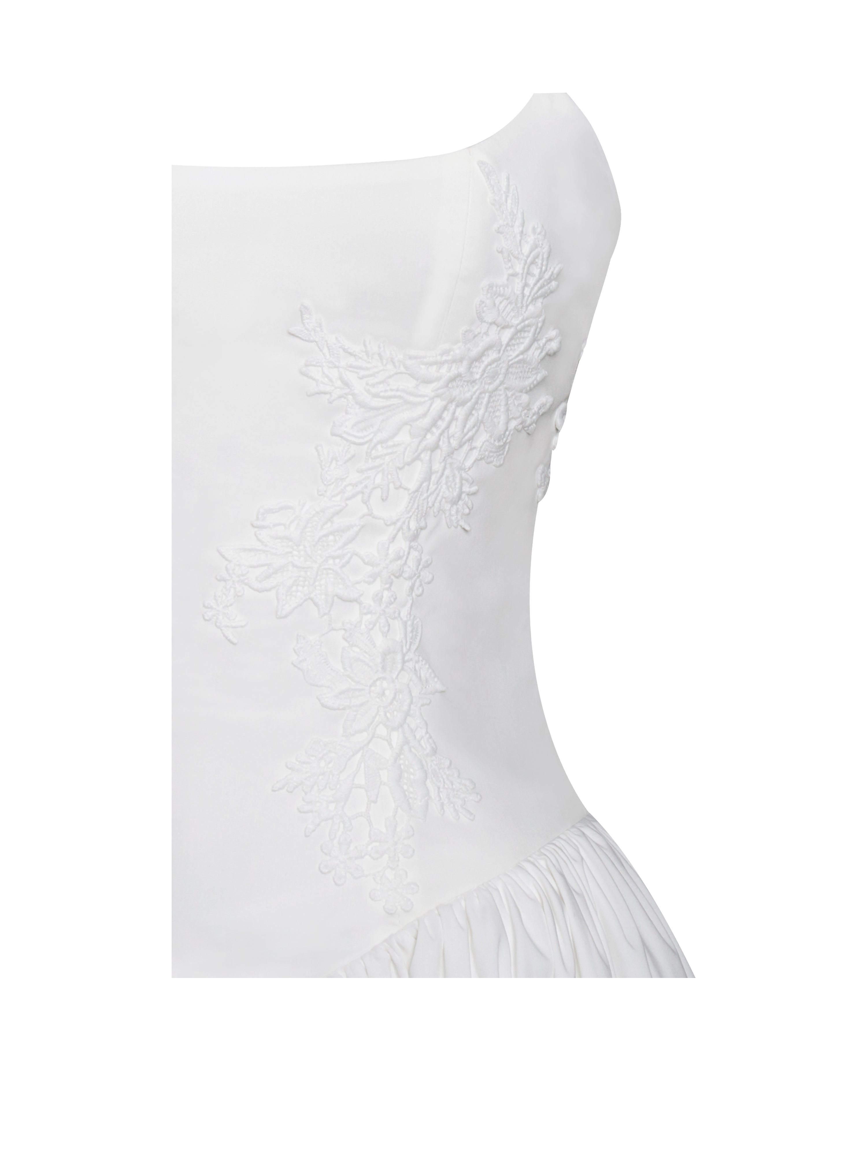 Kadi White Cotton Drop Graceful Waist Corset Mini Dress Dresses