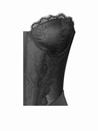Talia Black Satin Charming Lace Corset Maxi Dress Dresses