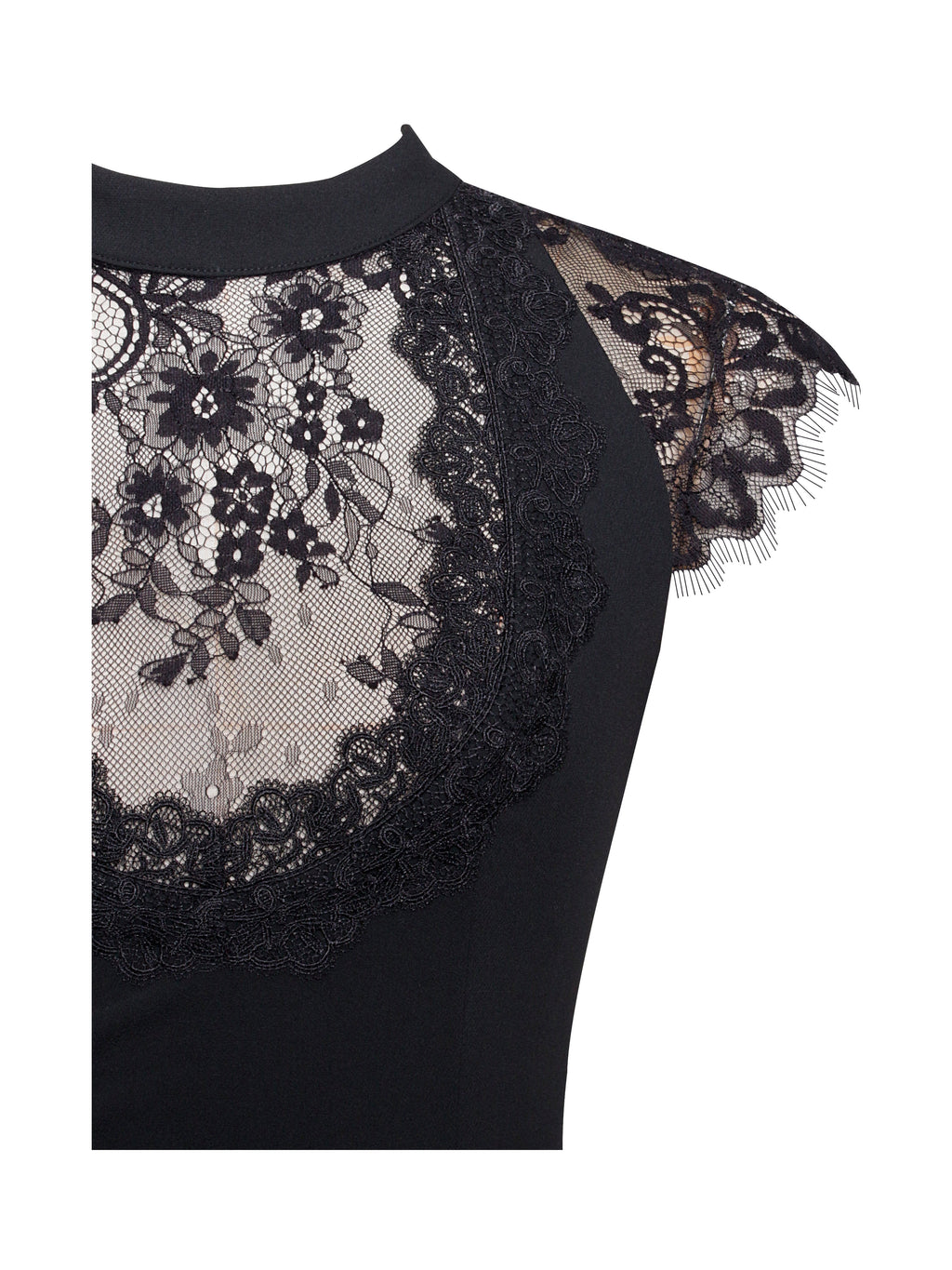 Quinella Black Lace Charming Crepe Backless Mini Dress Dresses