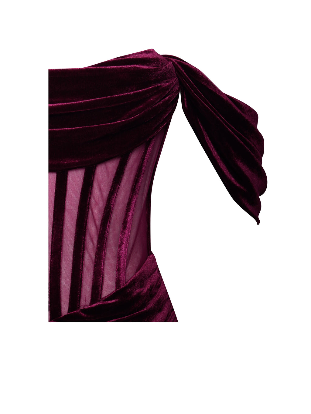 Irisa Burgundy Draping Charming Off Shoulder Corset Dress Dresses