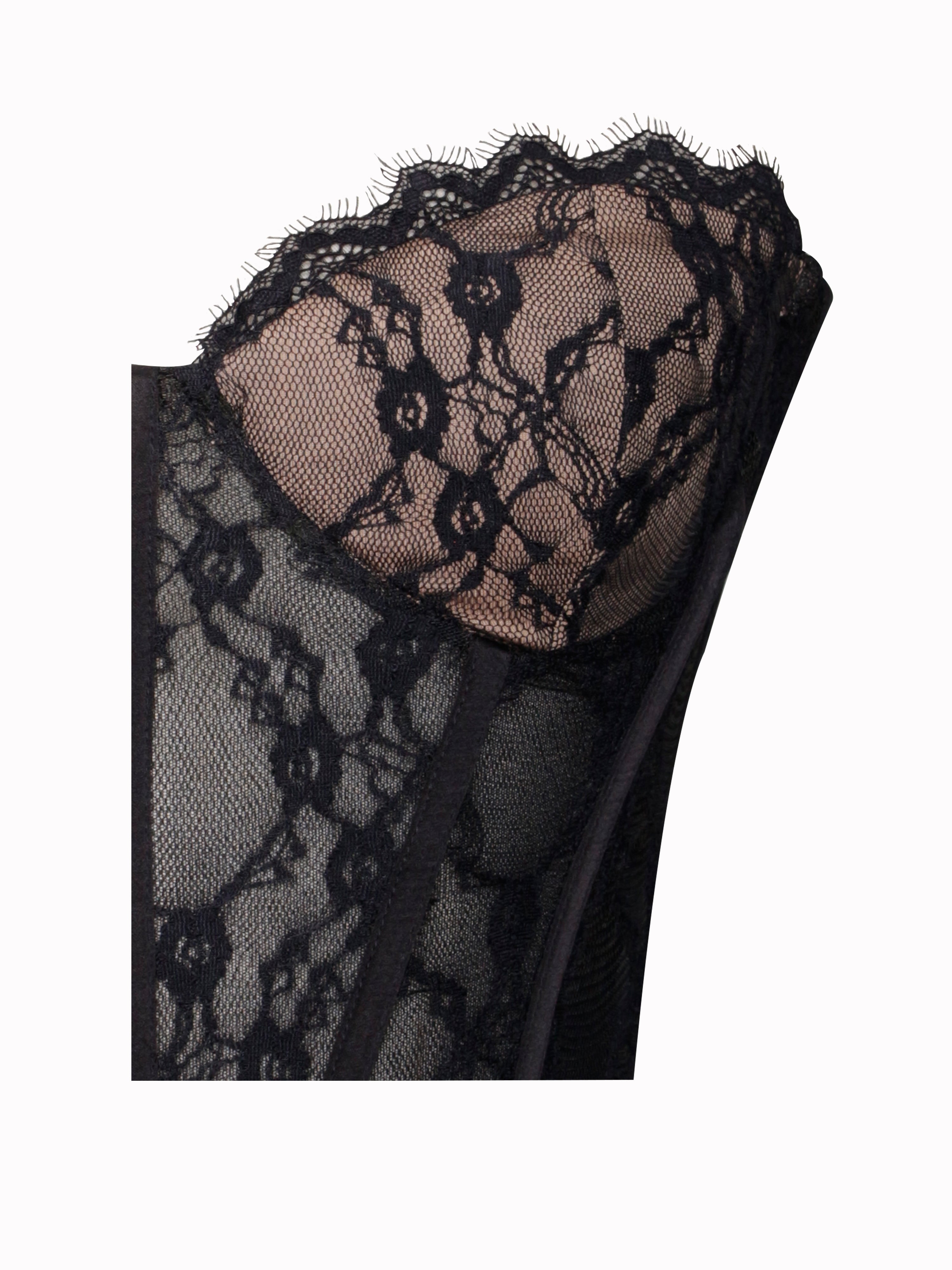 Quennell Black Lace Charming Corset Maxi Dress Dresses