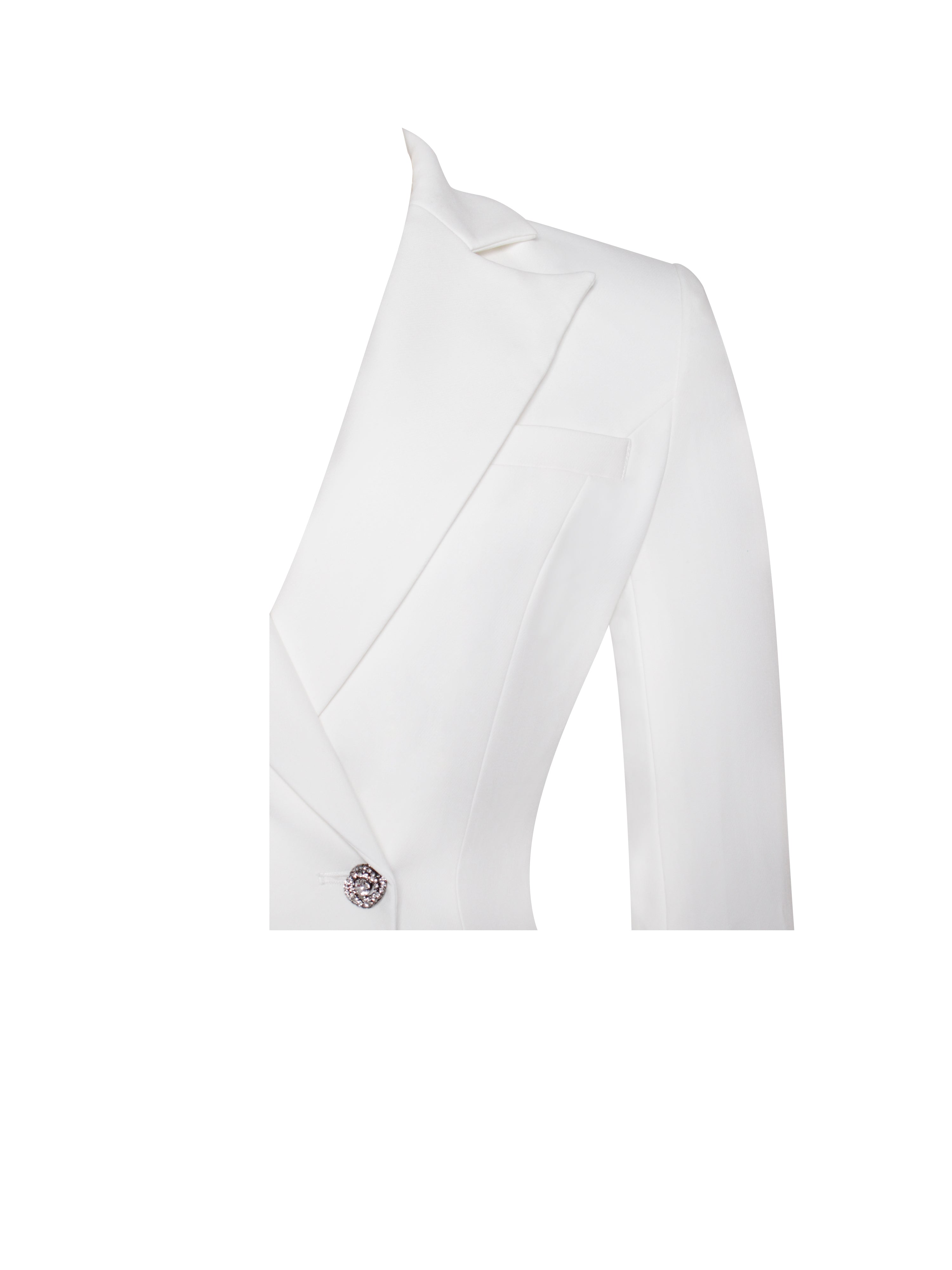 Quilla White Feather Crystal Graceful Sleeve Backless Blazer Dress Dresses