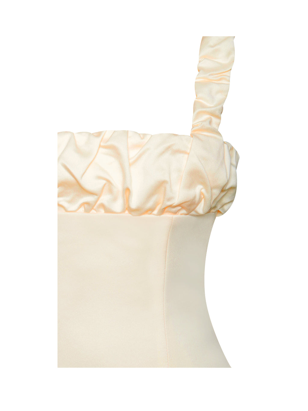 Aubrey Egg White Satin Graceful Bubble Hem Mini Dress Dresses