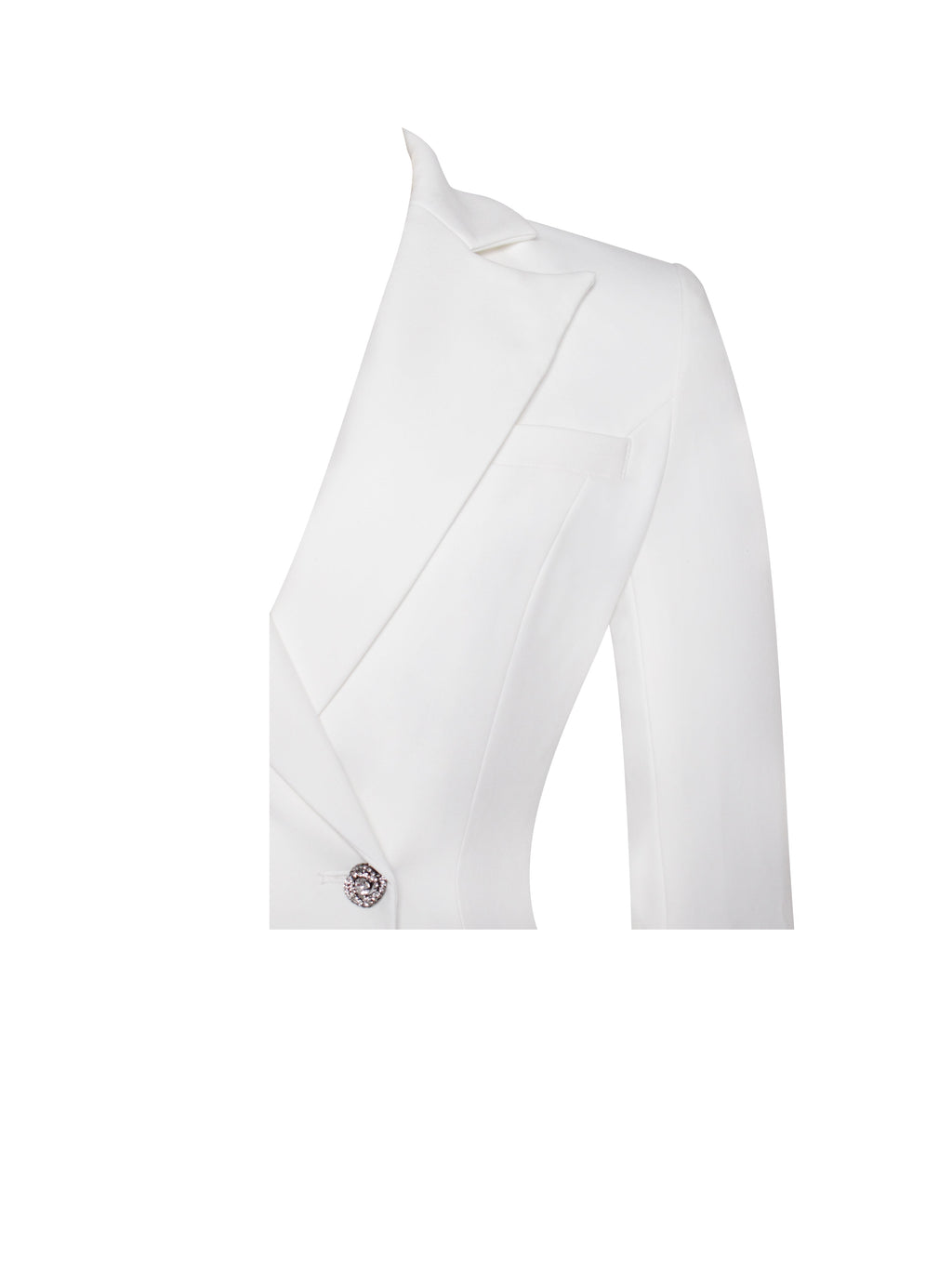 Quilla White Feather Crystal Graceful Sleeve Backless Blazer Dress Dresses