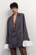 Vintage Striped Patchwork Blazer