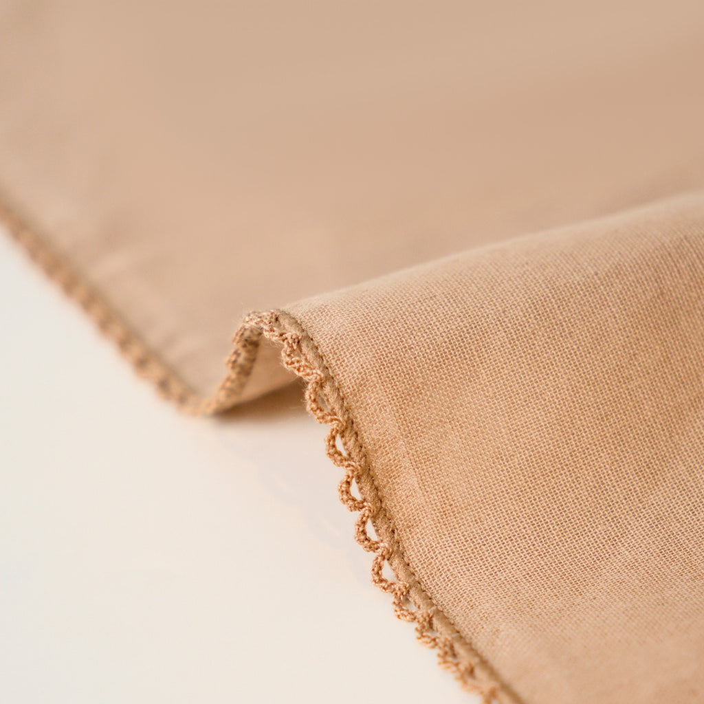 Minimal Cotton Double Layer Ruffle Trim Square Scarf