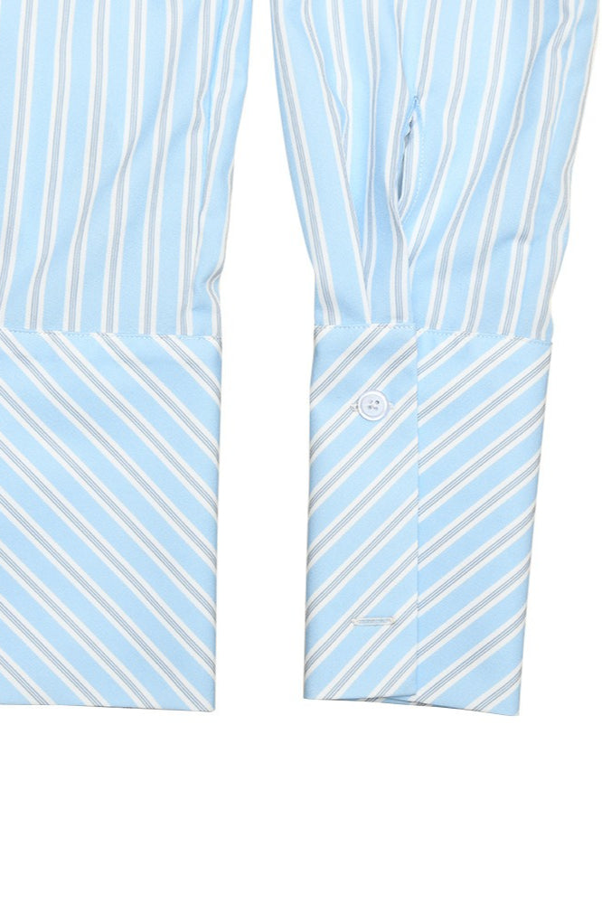Corset Waist Striped Long Sleeve Blouse