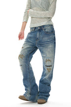 Rivet Lightning Distressed Flare Jeans