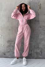 Cropped Zip Hoodie Wide Leg Pants Set