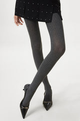 High Waist Solid Slimming Vertical Stripe Tights