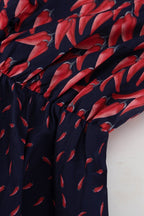 Contrast Collar Long Sleeve A Line Floral Dress