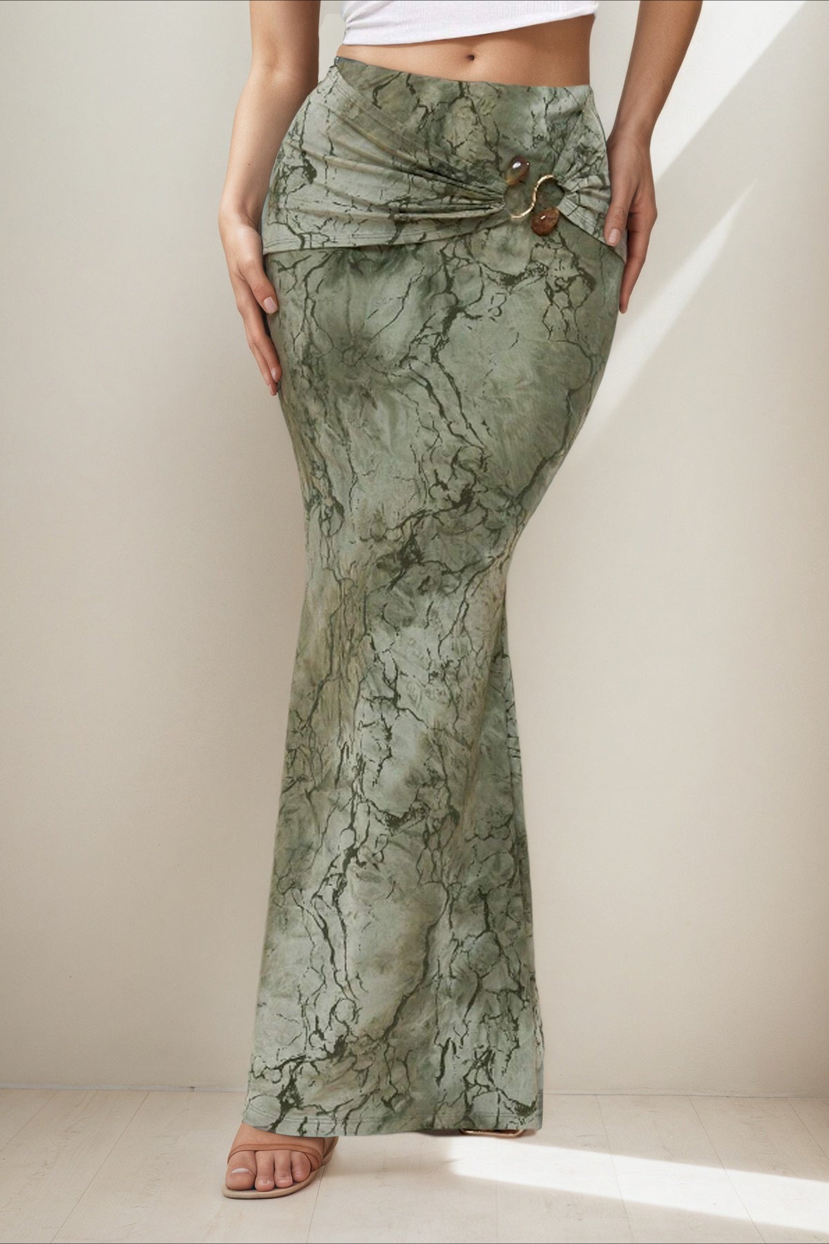 Retro Printed Chic Slim Long Skirt Secondary image