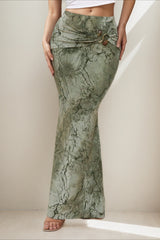 Retro Printed Chic Slim Long Skirt