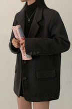 Wool Blend Oversized Longline Blazer Black / One Size