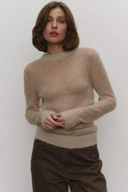 Sheer Blend Round Neck Knit Top