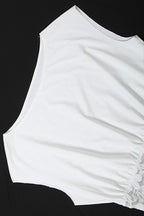 Asymmetric Collar Lace Sheer Sleeveless Crop Top