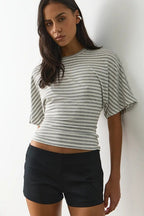 Striped Crew Neck Slim Fit Short Sleeve Tee