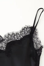Alluring Asymmetric Lace Trim Fitted Mini Dress