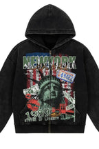 Washed Statue of Liberty Graphic Hoodie
