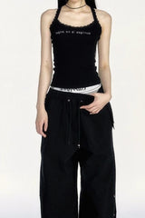 Sexy Spaghetti Strap Lace Up Corset Tank Top