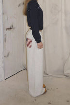 Flag Graphic Drawstring Wide Leg Sweatpants