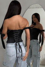 Sexy Corset Tie Asymmetric Hem Tube Top