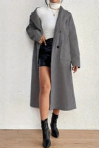 Minimalist Solid Wool Collar Overcoat