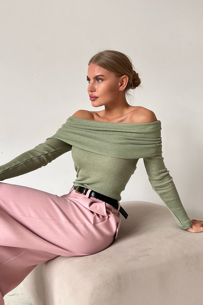 Slim Fit Off-Shoulder Knit Top Main image