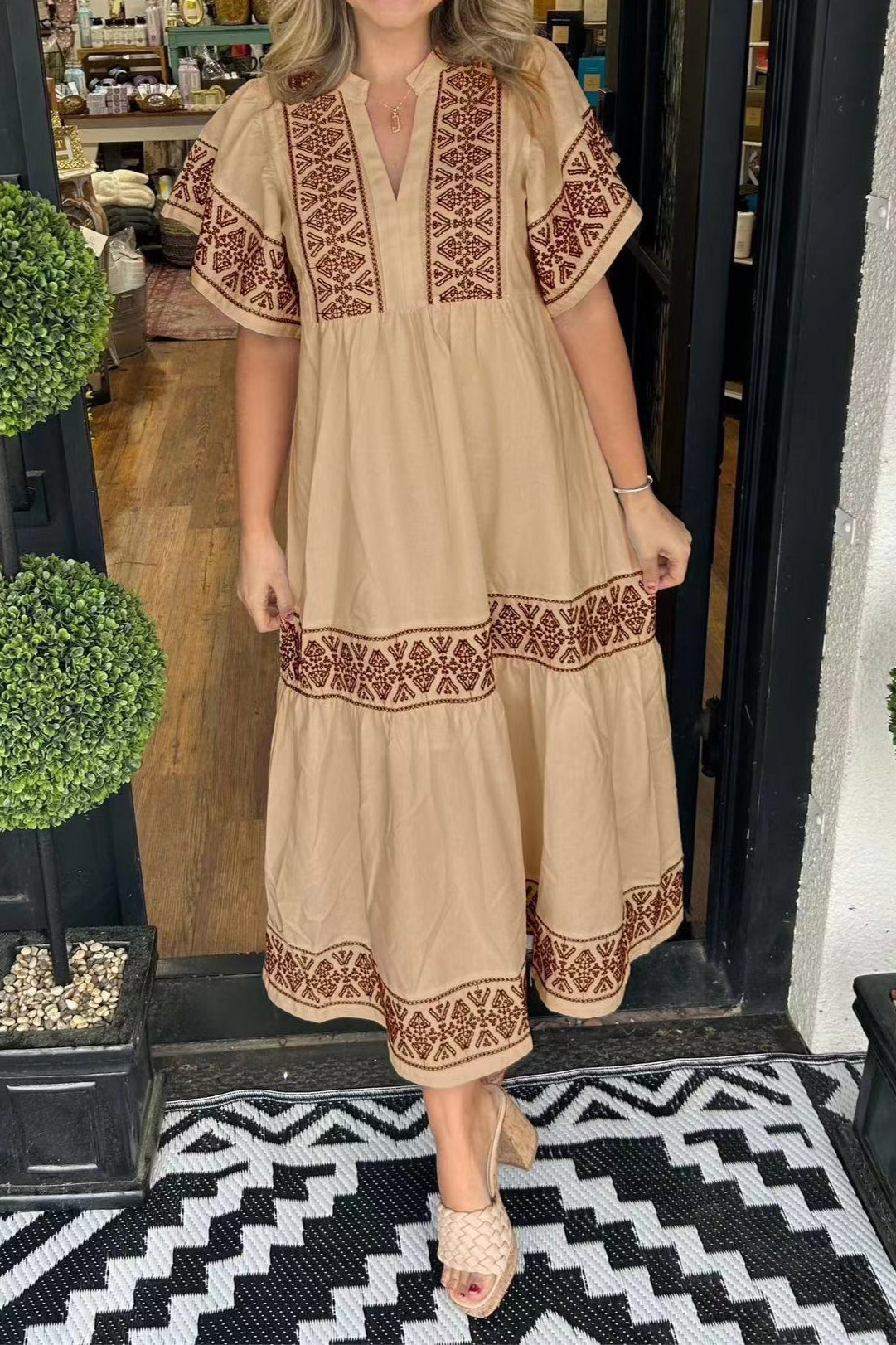 Printed Loose Fit Midi Boho Dress Secondary image