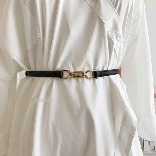 Slim Double Buckle Narrow Belt Main image