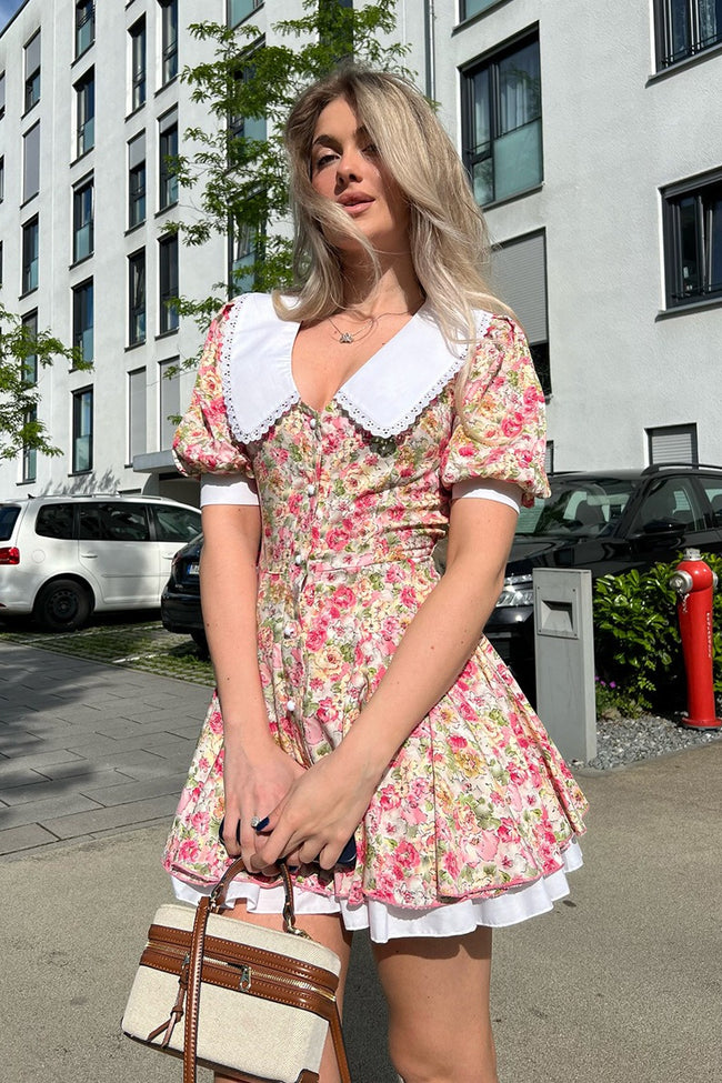 Doll Collar Puff Sleeve Mini Floral Dress Main image
