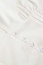 Lace Paneled V Neck Puff Short Sleeve Blouse