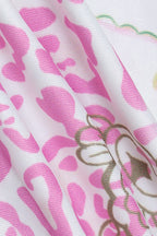 Pink Halter Cropped Print Bodycon Skirt Set
