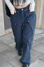 Studded Low Rise Wide Leg Jeans