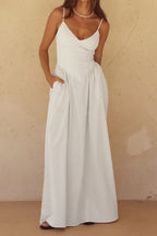 Ivory Cami V Neck Waist Maxi Dress