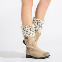 Leopard Print Feather Yarn Boot Cuffs