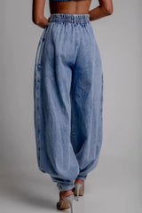 High Waist Zipper Cuff Relaxed Vintage Jeans