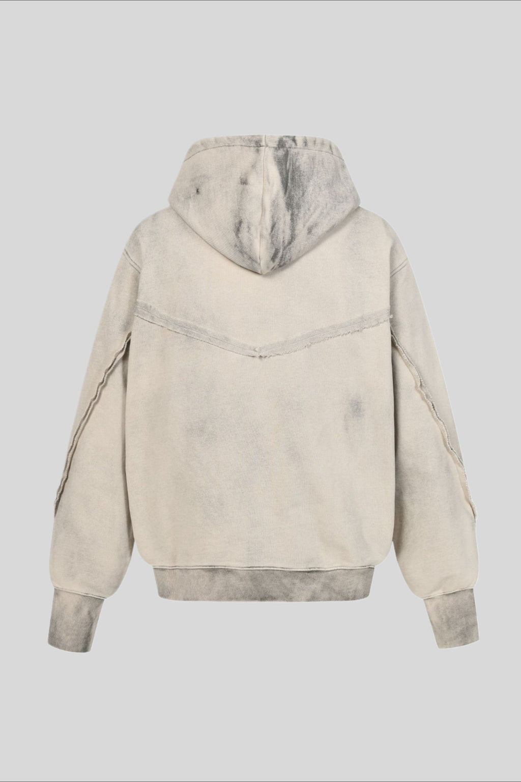Deconstructed Seam Zip Pocket Pullover Hoodie