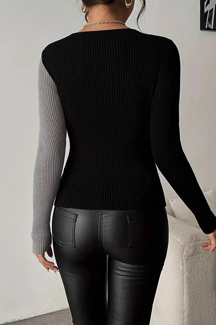 Patchwork Stripe Pullover Sweater Secondary image