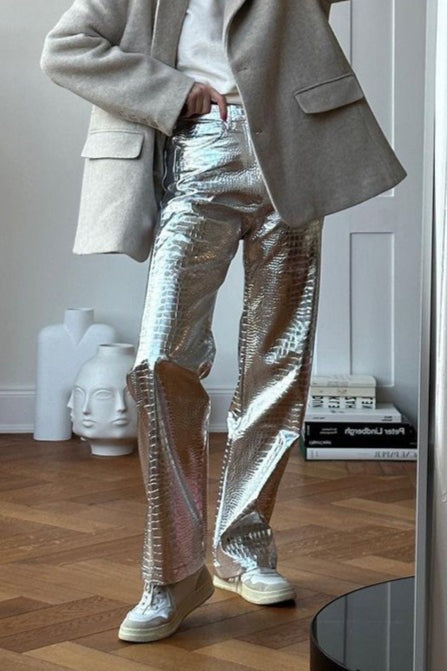 PU Leather Scale High Waist Long Pants Main image