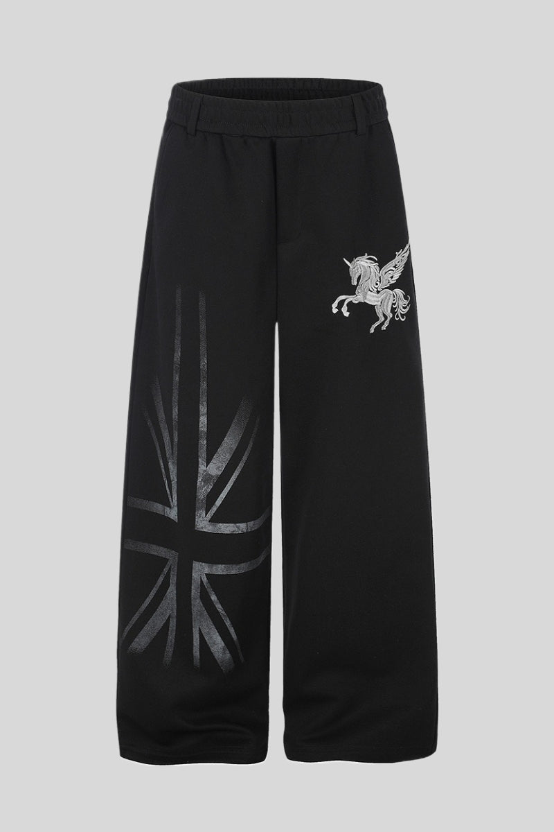 Pegasus Star Embroidered Wide Leg Sweatpants