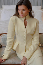 Asymmetric Two Piece Cropped Blazer Skirt Set