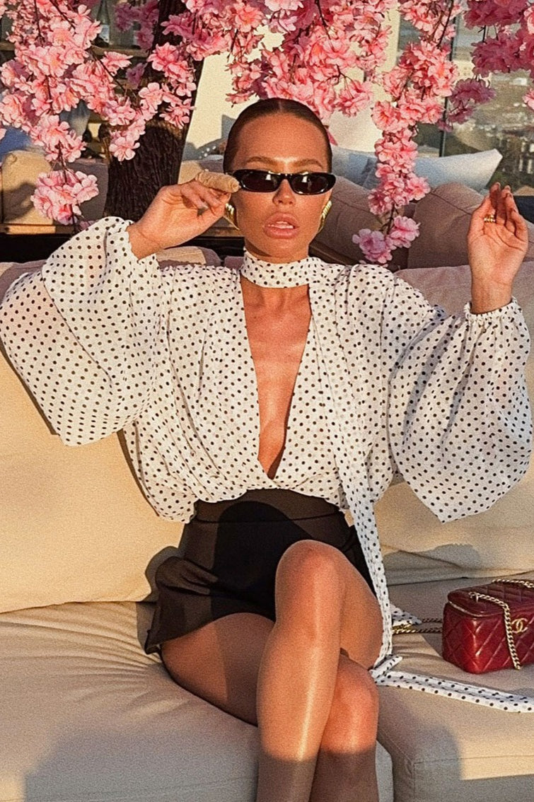Chic Polka Dot Loose Tie Blouse Secondary image