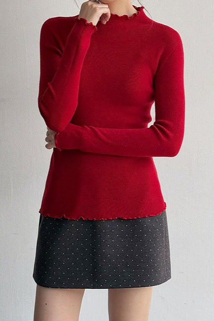 Polka Dot Wool A-Line Skirt Secondary image