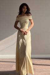 Chic Off Shoulder Bodycon Maxi Hem Prom Dress